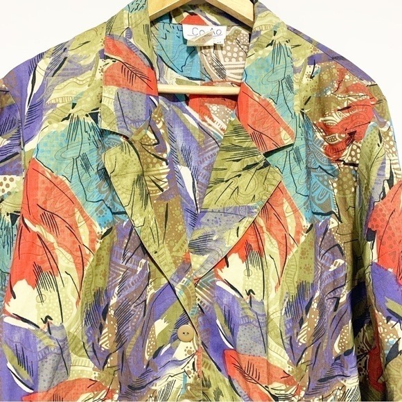 VINTAGE Como Diffusion Cotton with Abstract Pattern Blazer Size 12 - Picture 9 of 12